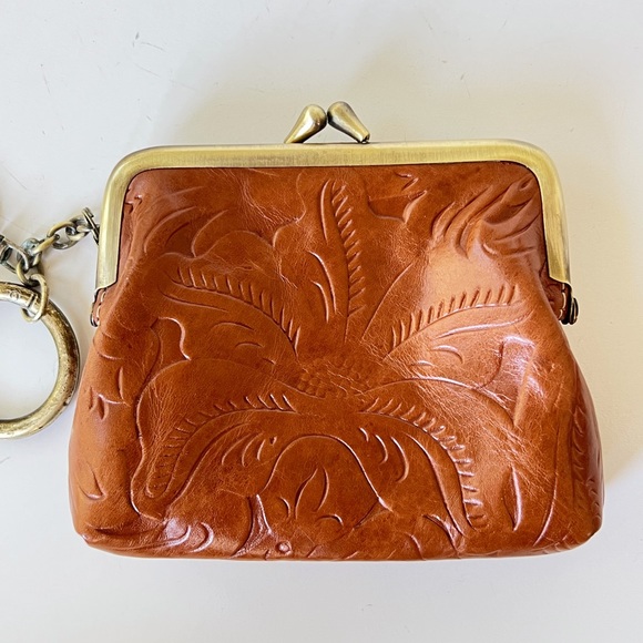 Patricia Nash Handbags - Patricia Nash Brown Tooled Floral Leather Coin Pouch Purse